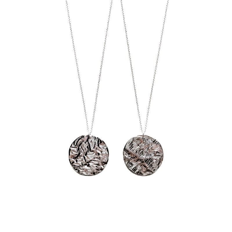 Full Moon Necklace in Reticulated Silver
