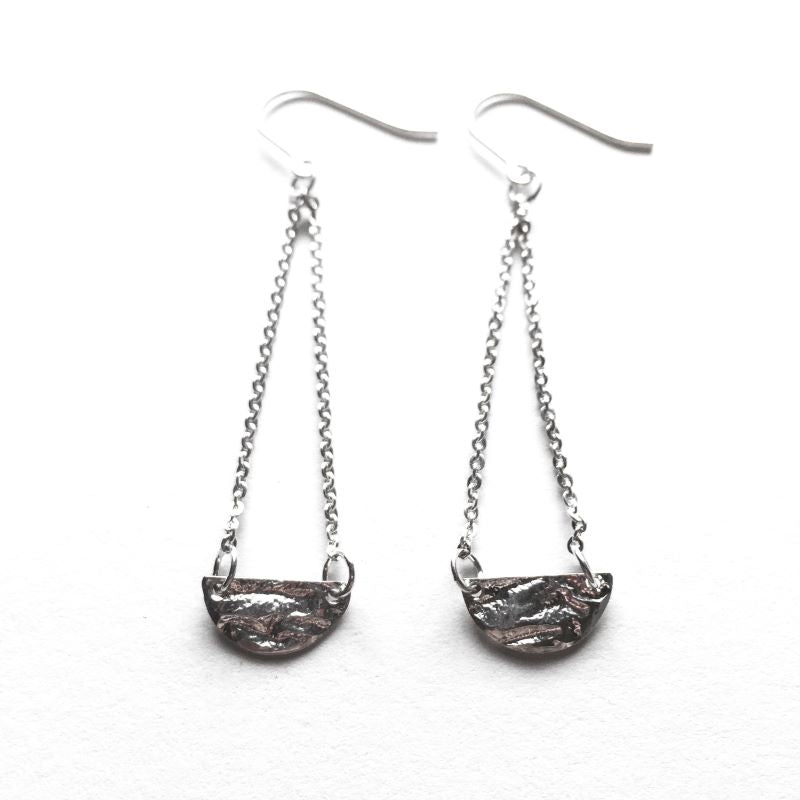 Half Moon Earrings in Reticulated Silver