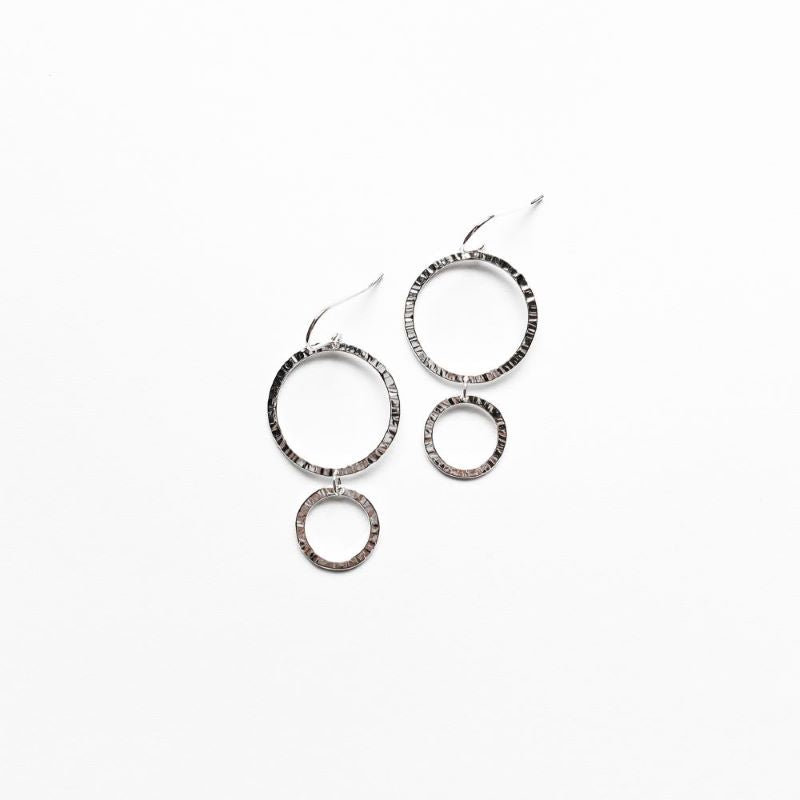 Mini Mixed Circles Earrings in Sterling Silver