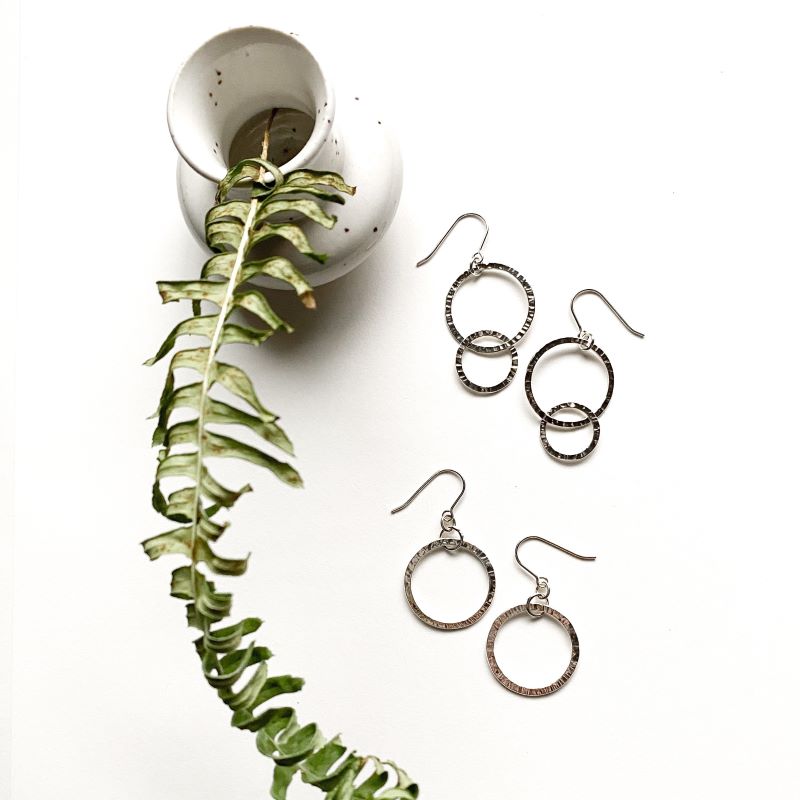 Mini Link Circles Earrings and Mini Circles Earrings in Sterling Silver