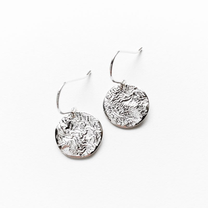 Moon Earrings in Reticulated Silver