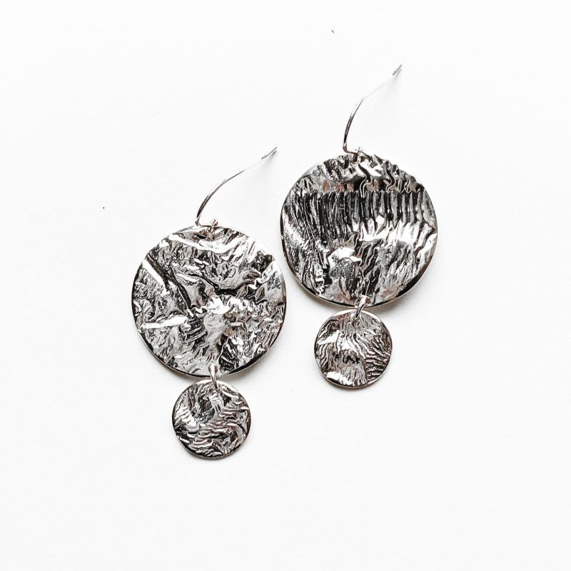 Moon Phases Earrings in Reticulated Silver