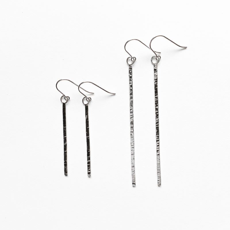 Long Stick Earrings and Short Stick Earrings in Sterling Silver