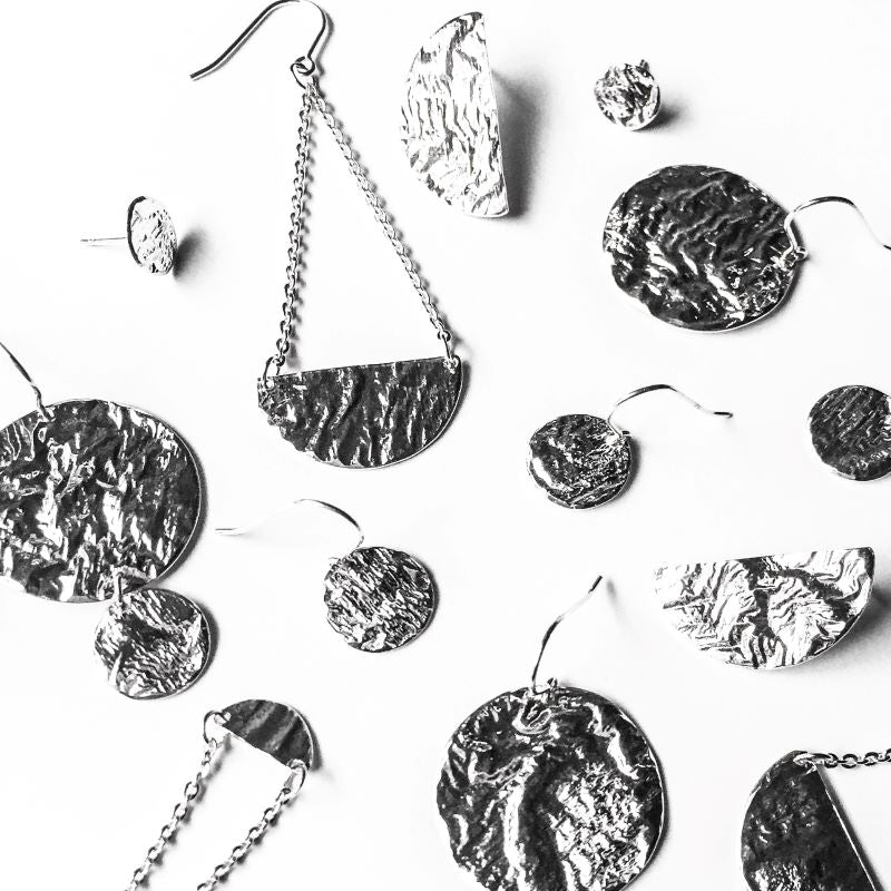 Earrings Collection - Sustainable Sterling Recycled Reticulated Silver Handmade Fine Jewellery