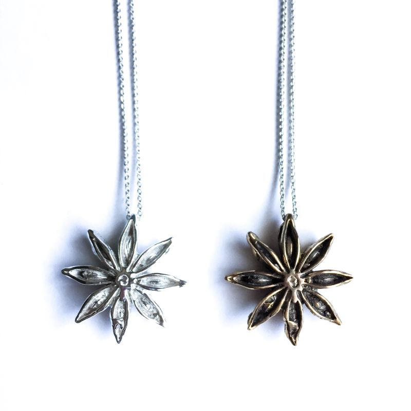 Anise Star Necklace in Sterling Silver and Bronze