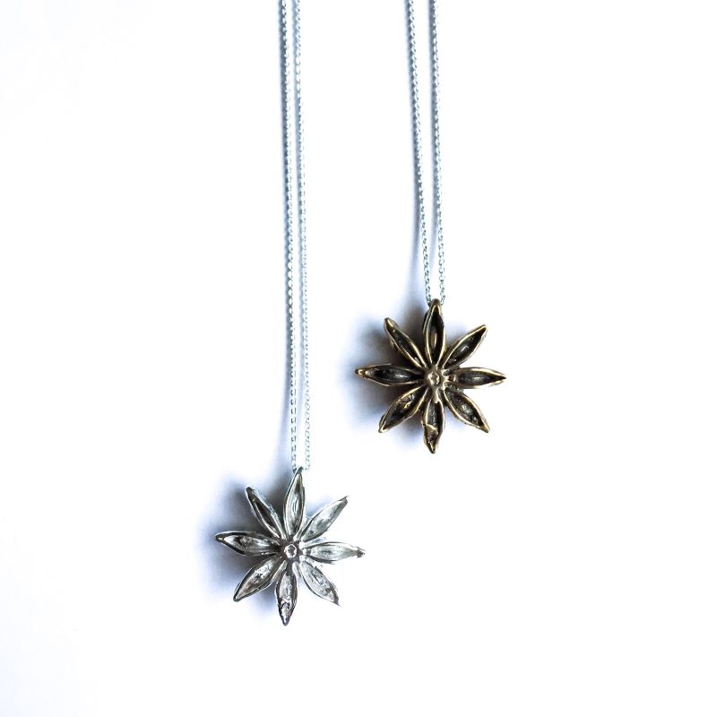 Anise Star Necklace in Sterling Silver and Bronze