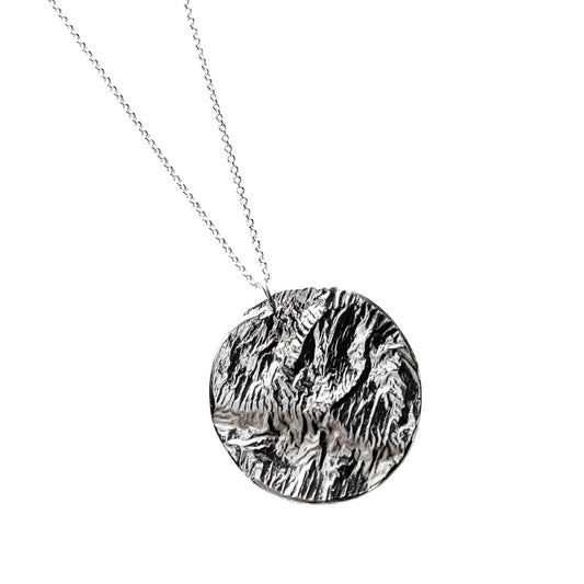 Full Moon Necklace in Reticulated Silver