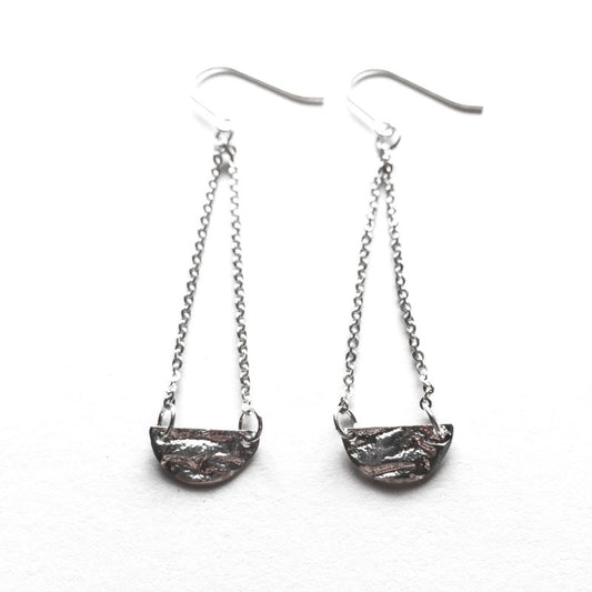 Half Moon Earrings in Reticulated Silver