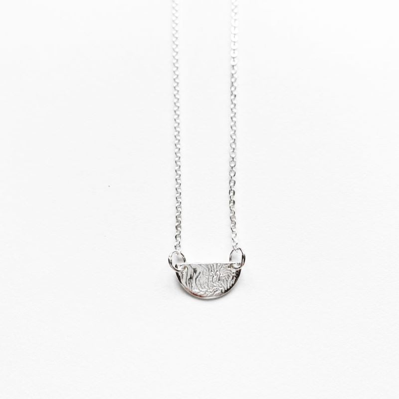 Half Moon Necklace in Reticulated SilverHalf Moon Necklace in Reticulated Silver