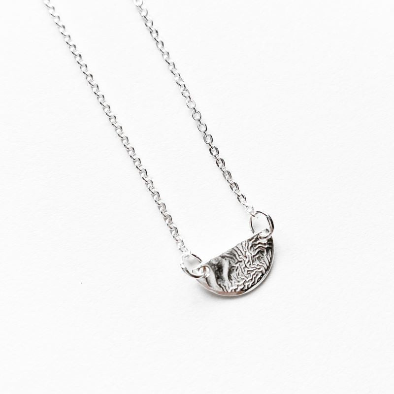 Half Moon Necklace in Reticulated Silver