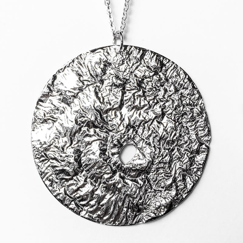 Harvest Moon Necklace in Reticulated Silver