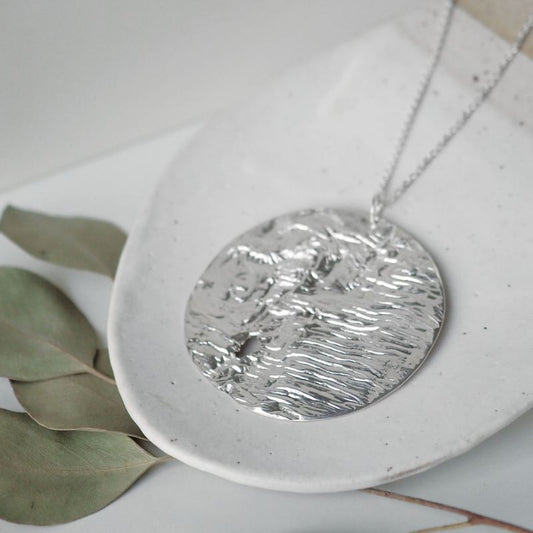 Harvest Moon Necklace in Reticulated Silver