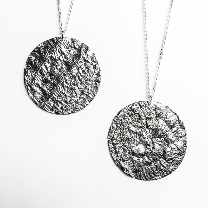 Harvest Moon Necklace in Reticulated Silver