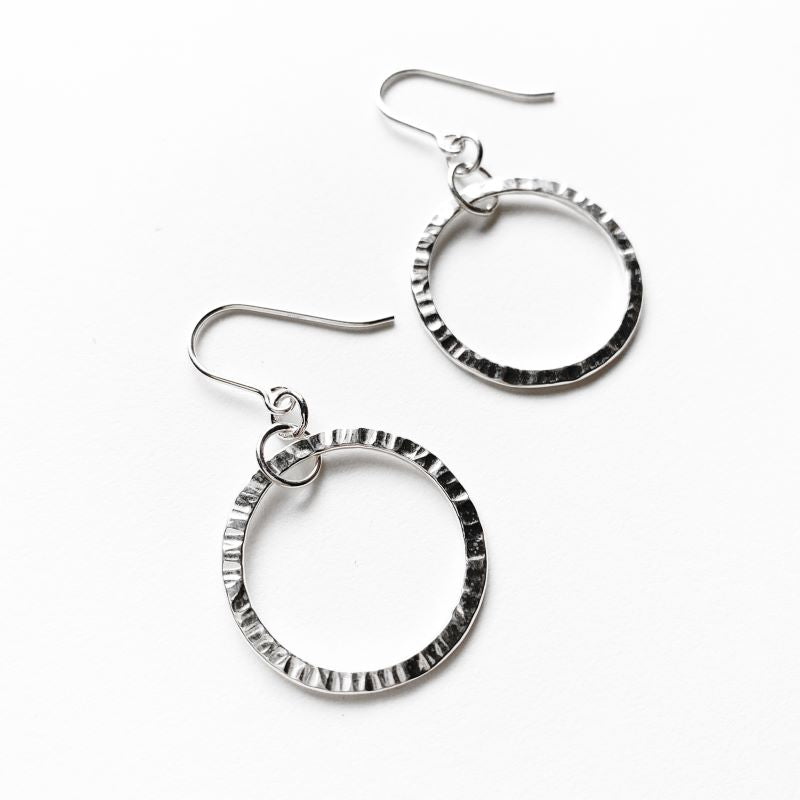 Mini Circle Earrings in Sterling Silver