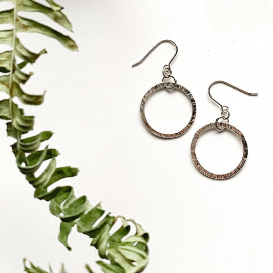 Mini Circle Earrings in Sterling Silver