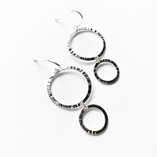 Mini Mixed Circles Earrings in Sterling Silver