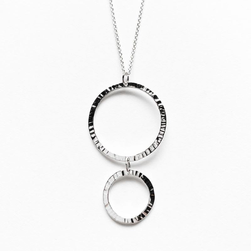 Mini Mixed Circles Necklace in Sterling Silver