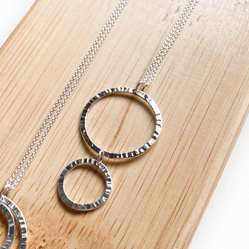 Mini Mixed Circles Necklace in Sterling Silver