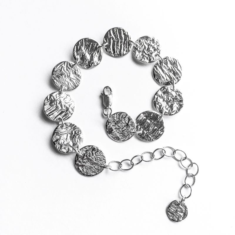 Moon Bracelet in Reticulated Silver