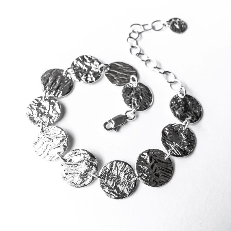 Moon Bracelet in Reticulated Silver