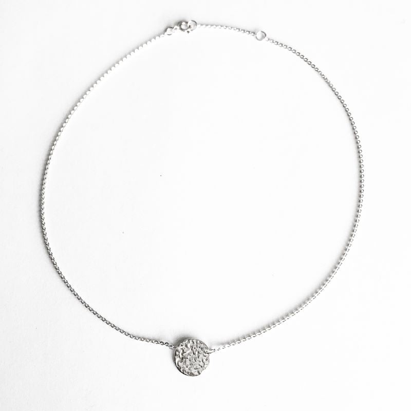 Moon Choker Necklace in Reticulated Silver