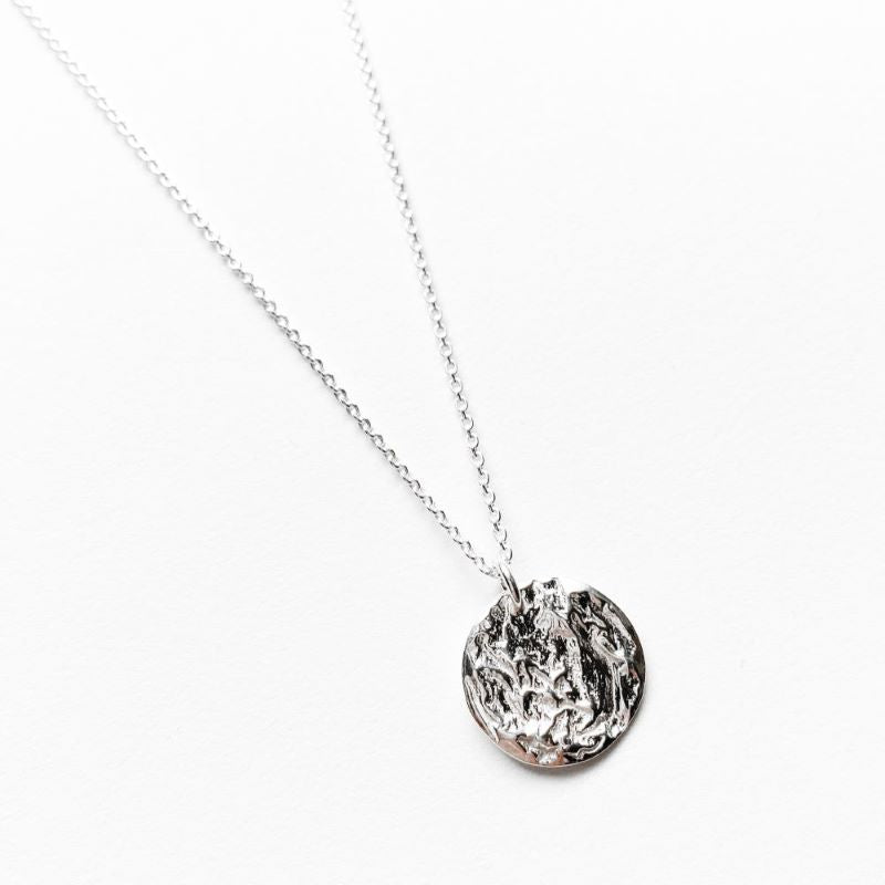 Moon Necklace in Reticulated Silver