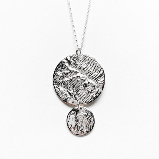 Moon Phases Necklace in Reticulated Silver