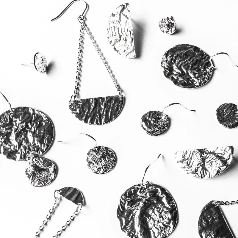 Reticulated Moons Earrings Collection in Reticulated Silver